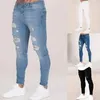 EBAIHUI Stretch Ripped Byxor Herr Enfärgad Jean Nytt Mode Slim Pencil Byxor Sexig Casual Hole Ripped Design Streetwear Jeans 1022