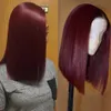 Perucas frontais de renda borgonha reta 99J Cabelo de cabelo humano de renda de renda Brasileira pré -exibida com cabelos de cabelos jazz estrela não -remy9110994