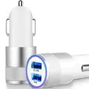 Chargeur de voiture double USB en alliage métallique 2.1A, adaptateur de chargeur de voiture pour iphone 7 8x12 13 14 15 Samsung S23 S24 B1 avec boîte de vente au détail