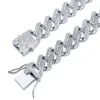 18K 골드 힙합 아이스 꺼짐 전체 CZ MENS Cuban Square Link Chain Necklace 14mm 연석 목걸이 전체 다이아몬드 마이애미 초커 보석 선물 7828445