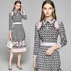 New Vintage Floral Print Womens Midi Dresses Collar Long Sleeve Button Front Ladies Casual Party Beach Holiday Spring Summer Autumn Runway Wholesale Dropshipping