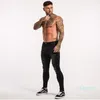 All'ingrosso-uomo e donna elegante retro rosa jeans neri abbigliamento da uomo designer pantaloni a matita strappati strappati