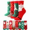 Snowman Santa Claus pończochy Boże Narodzenie skarpetki Lady Elk Drukuj Xmas Skarpetki Kobiety Kreskówka Kryty Heisery Winter Middle Coral Wool Socks C6235