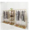 Golden clothing racks Bedroom Furniture Landing coat hanger in cloth stores Gold Iron Hat Frame multi-functional shoe rack216o