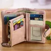 Designer Women Wristlet Wallet With Strap Coin Pocket Vintage Soft Pink Suede Purse Ladies Folder Money Clips 6colors Billetera Y190701