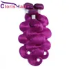 Mixte 3pcs Violet Vague de Corps Brésilien Vierge Armure de Cheveux Humains Doux Ondulés Pré Colorés Coudre Dans Les Extensions Pas Cher Violet Machine Double 4074942