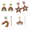 Fashion-Rainbow Star Earrings Dangle Chandelier Women Designer Wedding Jewelry Colorful Crystal Tassel Earings Lady Fashion Ear Studs