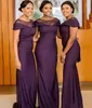 2019 New Arrival Grape Bridesmaid Dresses Long For Wedding Mermaid Portrait Floor Length Tulle Simple Plus Size Custom Party Party Gowns