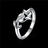 Gratis fraktpläterad sterling silverblomma diamantring DHSR884 US storlek 7; Hot Sale Women's 925 Silver Plate Solitaire Ringar Smycken