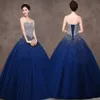 2020 Tailles Plus haute qualité couleur des robes de bal Tulle Paillettes Voir Robes de mariée cristal robes de soirée HY1618