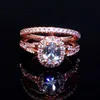 Cute Female Diamond Round Ring Set Brand Luxury 925 Silver Engagement Ring Vintage Bridal Wedding Rings For Women