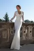 Berta New Modest Long Sleeves Sheath Wedding Dresses V Neck Lace Appliques Slim Illusion Spring Summer Bridal Gowns Vestidos De Noiva HS3