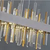 Neue rechteckige Kronleuchter Beleuchtung Luxus moderne gebürstete Gold/Schwarz Edelstahl Lampe kreative Design Leuchten für Esszimmer LLFA