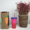 Bulk sale 24oz Plastic Color Changing Cup Magic Drinking Cup Candy Colors Reusable Coffee Mug A10