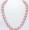 Envío Gratis >>>> noble joyería clásica de 12-13mm Mar del Sur ronda lavanda collar de perlas 925 s