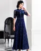 Vintage Mother of the Bride Dresses Royal Blue Lace Half Sleeve Appliques Evening Gowns with Sequins Beads Mothers Formal Dresses