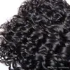 4pcs 100 인간 머리 묶음 50g PC 자연 컬러 1B 인도 몽골 곱슬 곱슬 물 웨이브 처녀 머리 직조