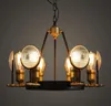 vintage ribbed glass shade pendant lamp metal antique bronze suspension light Bar cafe hotel home use hanging Lighting MYY