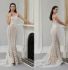 2019 Syrenki Suknie Ślubne Steven Khalil Scoop Neck Lace Aplikacje Sweep Pociąg Plaża Suknia Ślubna Backless Nude Podszewka Boho Suknie Ślubne