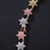 Hip Hop fuori ghiacciato zircone Hexagon stella collana in oro rosa d'argento Hit catena di colore collana della stella