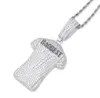 Iced Out grand numéro sept Jersey Baddest Solid Pendant Collier Bling Micro Pave Cubic Zirconia Simulated Diamonds