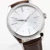 Clean Factory Cellini 50509 Mechanical Leather Mens Silver Watch Brown Strap Series Automatic Mechaincal Silver Dial Men Watches Male Wristwatches
