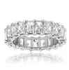 2020 New Bling Luxury Jewelry 925 Sterling Silver White Topaz Radiant Cut CZ Diamond Party Women Wedding Engagement Band 6856413