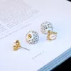 Wholesale-fashion luxury designer beautiful full diamond rhinestone Shambara ball pearl stud earrings for woman silver pin