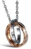 أزياء المجوهرات الرجال النسائية راينستون التيتانيوم فولاذي قلادة زوجية الحب الأبدية شينينج كريستال الحفر المقاوم للصدأ قلادة N7371228