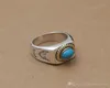 Brand New 925 sterling silver fashion jewelry vintage American European style designer mens rings with semi precious turq stone gi2707773