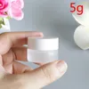 5g Transparent Frosted Glass Whitening Cream Jars Liquid Makeup Lotion Face Mask Skin Care Empty Cosmetics Containers 120pcs/lot