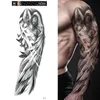 In voorraad! Grote grote zwarte volledige arm tattoo body art sticker draak wolf oog schedel boot ontwerp waterdichte tijdelijke tattoo transfer papier 2020