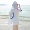 big size S-4XL Summer beach uv jacket big size Women Sun Protection Clothing Lady Perspective Loose sunscreen jacket