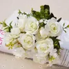 13heads silk roses Bride bouquet Wedding christmas decoration for home vase ornamental flowerpot artificial flowers scrapbooking GH2569