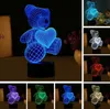 Nouveau dessin animé amour coeur ours forme lampe de table USB LED 7 couleurs GB1497