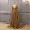 Arabic V Neck Chiffon A Line Mother of The Bride Dress Long Ruched Deep V Neck Pleats Sweep Train Formal Party Evening Gowns Custom Made