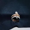 S925 Sterling Silver Trefärgad pin Ring personlighetsringar Noble temperament Noble temperament Gratis frakt Överlägsen kvalitet Little