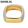 Hip Hop Mes Ringar Två Tone Plated Micro Paved Zircon Charm Finger Ringar Storlek 7-12 Drop Shipping