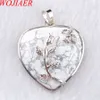 Wojiaer Love Heart Gem Stone Neckleacesペンダントナチュラルホワイトターコイズ石チャームボヘミアンスタイル女性ジュエリーN3183