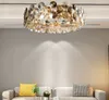 Nowy Nowoczesny żyrandol Wisiorek Światła oświetleniowe do salonu Dym Gray Crystal Lampy Round Łańcuchy Żyrandole Home Decoration Light Myy