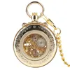 ヴィンテージ Rtero 腕時計スケルトン手巻き機械式懐中時計男性女性ゴールデン時計 FOB ペンダントチェーンギフト