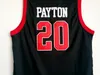 스카이 라인 게리 페이튼 유니폼 20 고등학교 대학 팀 스포츠 팬을위한 검은 색 농구 유니폼 통기성 자수 및 바느질
