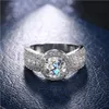 Vintage Fashion Jewelry 925 Sterling Silver Round Cut White Topaz CZ Diamond Stones Party Women Wedding zaręczyny Ring FO329H