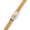 New Arrival Ze Stali Nierdzewnej Gold Cubic Cyrkonia Mężczyzna Zegarek Zegarek Band Chain Bransoletka Punk Lokomotywa Rapper Łańcuchy Nadgarstek Łańcuchy Biżuteria Prezent dla facetów