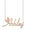 Collana con nome Ashley, ciondolo per donne, regali per la fidanzata, targhetta personalizzata per bambini, migliori amici, gioielli, pendente in acciaio inossidabile placcato oro 18 carati