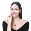 Mode Rose Blume Emaille Schmuck Set Rose Gold Farbe Schwarz Malerei Braut Schmuck Sets für Frauen Hochzeit