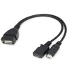 400pcllot 21 cm czarny 2 w 1 OTG Micro USB Host Power y Adapter USB do mikro 5