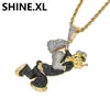 Mens Hip Hop Jewelry Cartoon Popeye Pendant Necklace Two Tone Color Iced Out Zircon Stone Jewelry Homme4577402