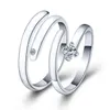 Silberner Diamant-Herz-Kronen-Liebes-für-immer-Paarring für Damen und Herren, verstellbar, Verlobung, Trauringe und sandiger Modeschmuck
