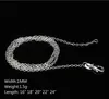 925 sterling silver Plated 1MM thin Chain for women size 16 18 20 22 24inch DC01 Top 925 silver plate Lobster Clasps Smooth Chains Necklaces